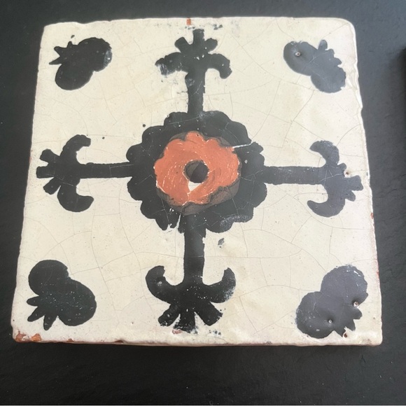 Mexican Hand Painted Terra-Cotta Talavera Vintage Tiles Set of 4 - Picture 5 of 14